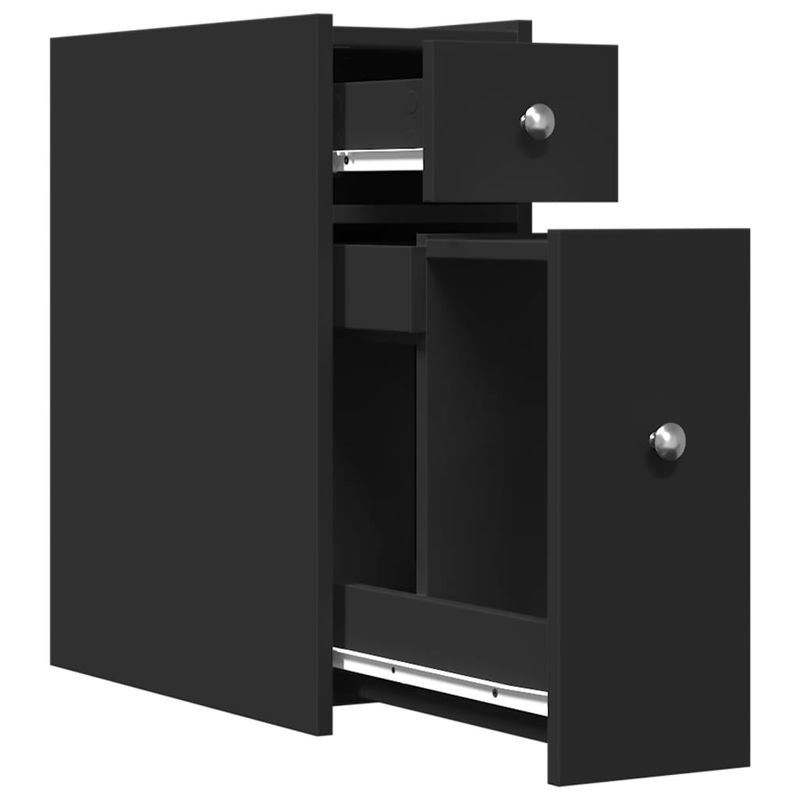 Casa si Gradina - Mobilier - Dulapuri si sifoniere - Dulapuri - Dulap de baie ingust cu roti, negru, lemn prelucrat - Infinity.ro