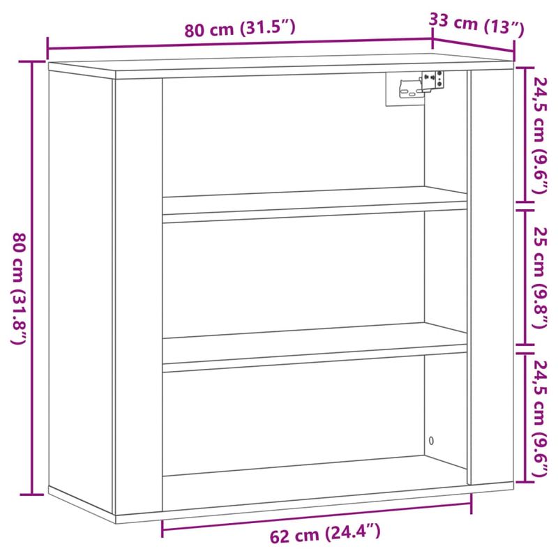 Casa si Gradina - Mobilier - Dulapuri si sifoniere - Dulapuri - Dulap de perete, stejar artizanal,80x33x80 cm, lemn prelucrat - Infinity.ro