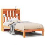 Casa si Gradina - Mobilier - Paturi si accesorii - Paturi - Pat biblioteca fara saltea maro ceruit 75x190 cm lemn masiv pin - Infinity.ro