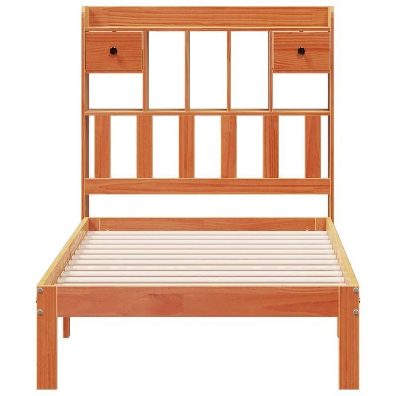 Casa si Gradina - Mobilier - Paturi si accesorii - Paturi - Pat biblioteca fara saltea maro ceruit 75x190 cm lemn masiv pin - Infinity.ro