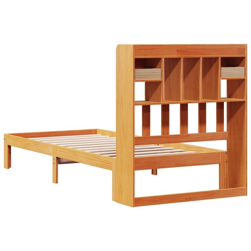 Casa si Gradina - Mobilier - Paturi si accesorii - Paturi - Pat biblioteca fara saltea maro ceruit 75x190 cm lemn masiv pin - Infinity.ro