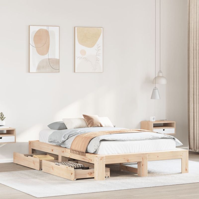 Casa si Gradina - Mobilier - Paturi si accesorii - Paturi - Cadru de pat fara saltea, 135x190 cm, lemn masiv de pin - Infinity.ro