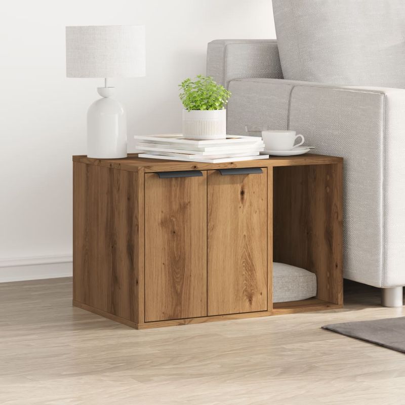 Petshop - Accesorii petshop - Jucarii animale - Ansambluri de joaca - Cutie litiera pisici stejar artizanal 60x40x40cm lemn prelucrat - Infinity.ro