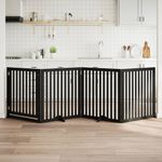 Petshop - Accesorii petshop - Culcusuri si custi - Custi interior si exterior - Poarta caini pliabila cu usa 4 panouri negru, 320 cm, lemn plop - Infinity.ro