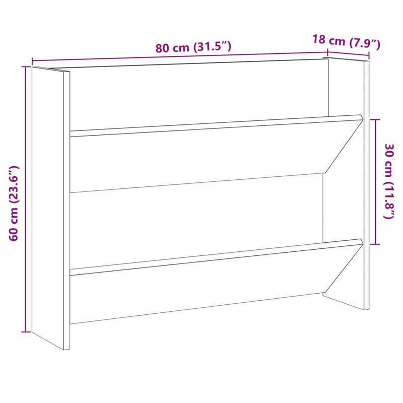 Casa si Gradina - Mobilier - Organizare si depozitare - Organizator incaltaminte - Pantofar de perete, lemn vechi, 80x18x60 cm, lemn prelucrat - Infinity.ro