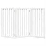 Petshop - Accesorii petshop - Culcusuri si custi - Custi interior si exterior - Poarta pentru caini pliabila, 3 panouri, alb, 150 cm, lemn plop - Infinity.ro