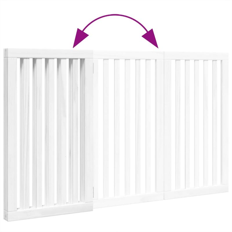 Petshop - Accesorii petshop - Culcusuri si custi - Custi interior si exterior - Poarta pentru caini pliabila, 3 panouri, alb, 150 cm, lemn plop - Infinity.ro