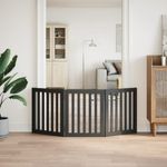 Petshop - Accesorii petshop - Culcusuri si custi - Custi interior si exterior - Poarta pentru caini pliabila 3 panouri negru, 150 cm, lemn plop - Infinity.ro