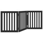 Petshop - Accesorii petshop - Culcusuri si custi - Custi interior si exterior - Poarta pentru caini pliabila 3 panouri negru, 150 cm, lemn plop - Infinity.ro
