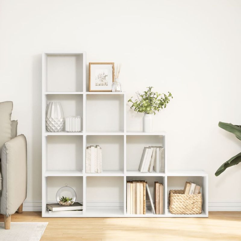 Casa si Gradina - Mobilier - Biblioteci si rafturi - Biblioteci - Biblioteca/separator 4 niveluri, alb, 131,5x29x131,5 cm lemn - Infinity.ro