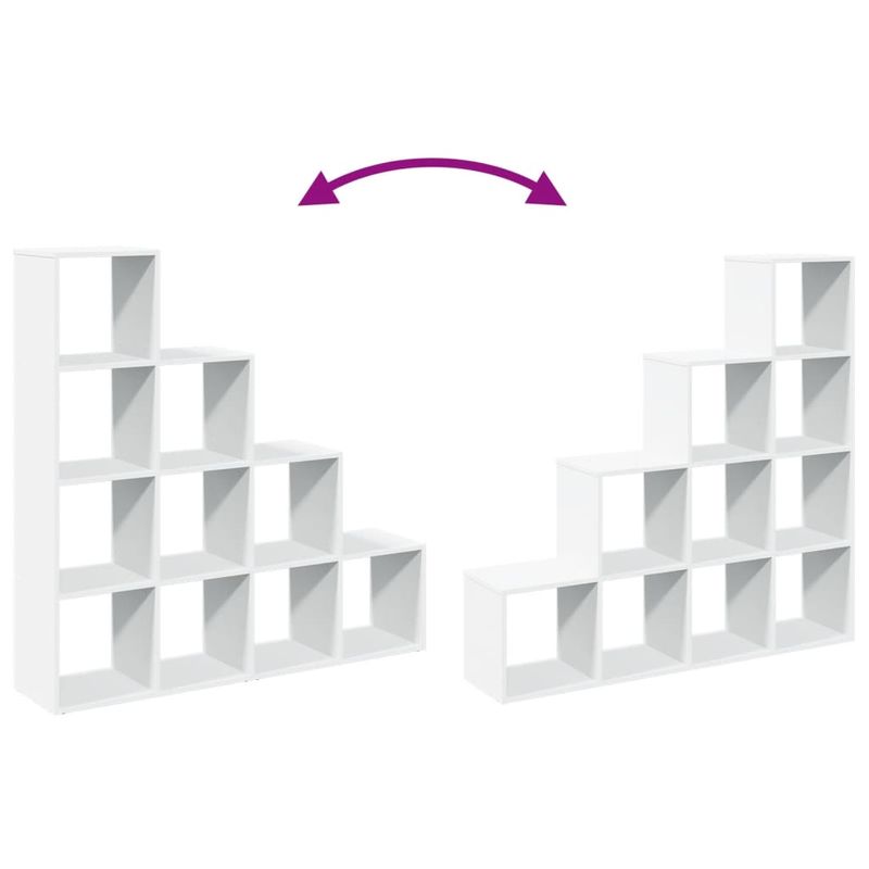 Casa si Gradina - Mobilier - Biblioteci si rafturi - Biblioteci - Biblioteca/separator 4 niveluri, alb, 131,5x29x131,5 cm lemn - Infinity.ro