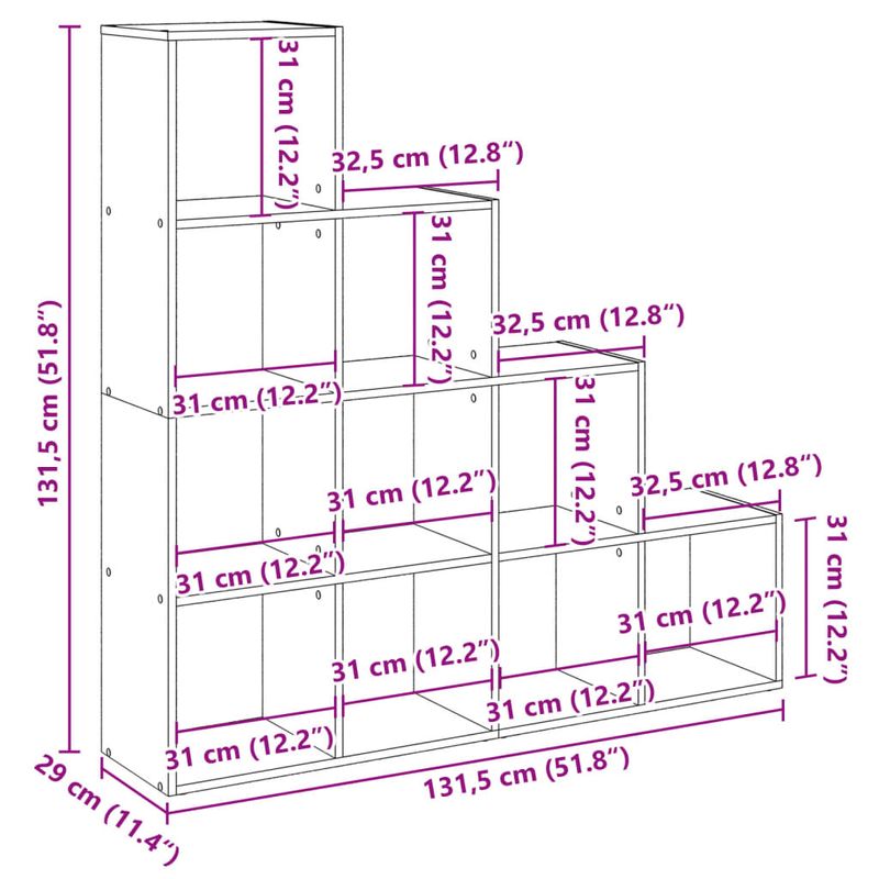 Casa si Gradina - Mobilier - Biblioteci si rafturi - Biblioteci - Biblioteca/separator 4 niveluri, alb, 131,5x29x131,5 cm lemn - Infinity.ro