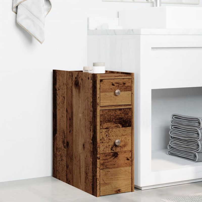 Casa si Gradina - Mobilier - Dulapuri si sifoniere - Dulapuri - Dulap de baie ingust cu roti, lemn vechi, lemn prelucrat - Infinity.ro