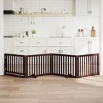 Petshop - Accesorii petshop - Culcusuri si custi - Custi interior si exterior - Poarta caini pliabila cu usa 4 panouri maro, 320 cm, lemn plop - Infinity.ro