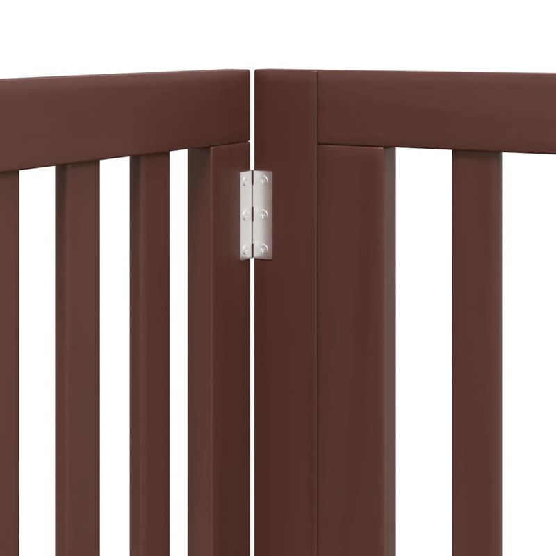 Petshop - Accesorii petshop - Culcusuri si custi - Custi interior si exterior - Poarta caini pliabila cu usa 4 panouri maro, 320 cm, lemn plop - Infinity.ro