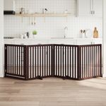 Petshop - Accesorii petshop - Culcusuri si custi - Custi interior si exterior - Poarta caini pliabila cu usa 4 panouri maro, 320 cm, lemn plop - Infinity.ro