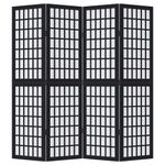 Casa si Gradina - Decoratiuni - Pereti despartitori si paravane - Paravan de camera cu 4 panouri, negru, lemn masiv paulownia - Infinity.ro