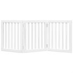Petshop - Accesorii petshop - Culcusuri si custi - Custi interior si exterior - Poarta pentru caini pliabila, 3 panouri, alb, 150 cm, lemn plop - Infinity.ro