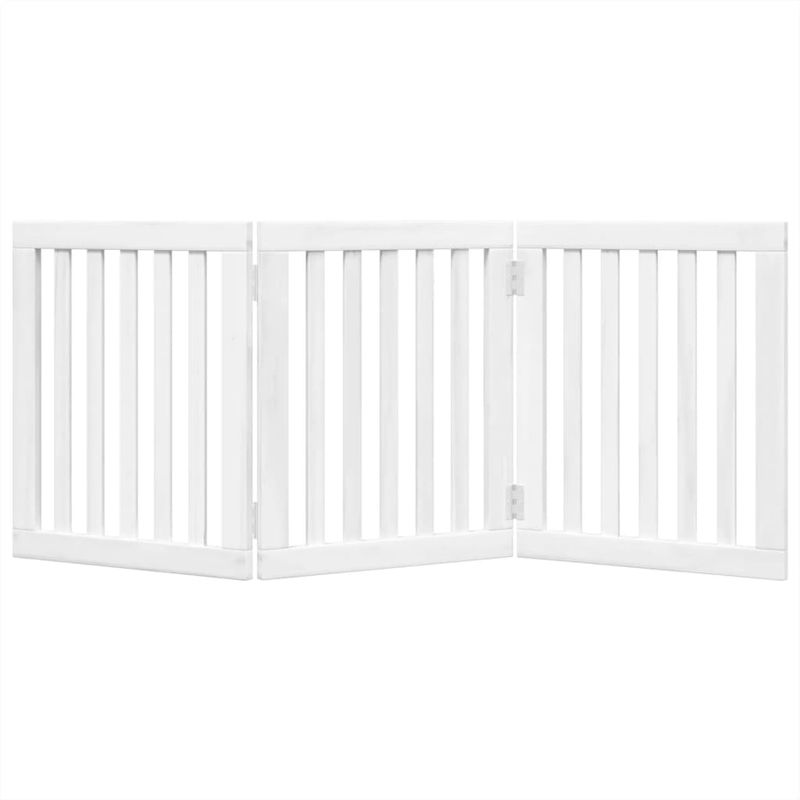 Petshop - Accesorii petshop - Culcusuri si custi - Custi interior si exterior - Poarta pentru caini pliabila, 3 panouri, alb, 150 cm, lemn plop - Infinity.ro