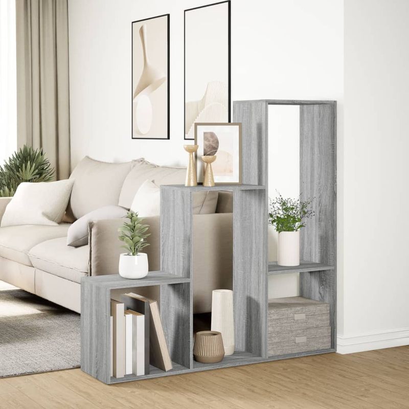 Casa si Gradina - Mobilier - Biblioteci si rafturi - Biblioteci - Biblioteca/separator 3 niveluri gri sonoma 123x29x123 cm lemn - Infinity.ro