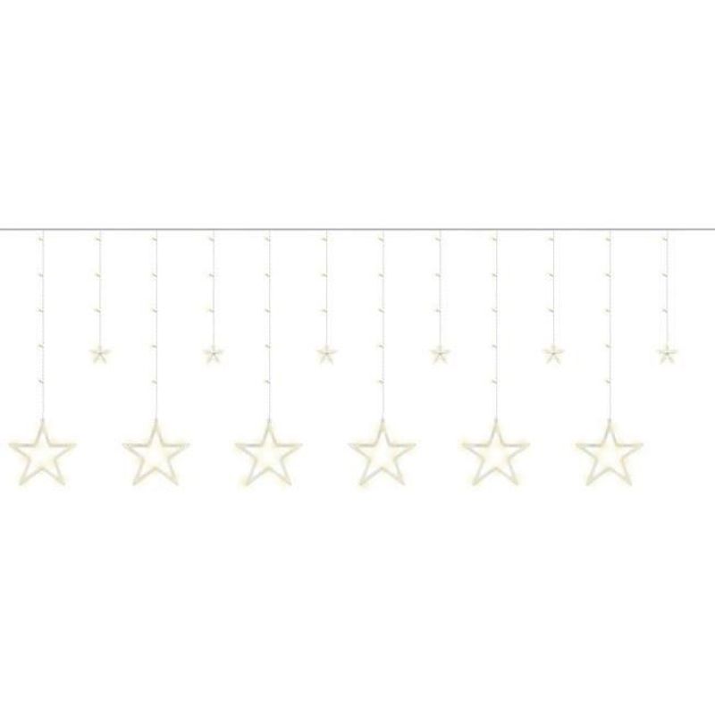 Casa si Gradina - Decoratiuni - Decoratiuni de sezon - Instalatie luminoasa tip perdea, model stea mare, alb cald, 8 moduri iluminare, interior-exterior, IP44, 138 LED, 2.5 m - Infinity.ro