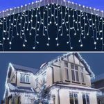 Casa si Gradina - Decoratiuni - Decoratiuni de sezon - Instalatie de Craciun, tip turturi cu lumina led alb calda, franjuri cu incarcare solara, 300 leduri, 8X0.7M, 6045WW - Infinity.ro