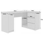 Casa si Gradina - Mobilier - Mese si birouri - Birouri - Birou calculator pe colt, placa laminata, 3 sertare, 4 rafturi, alb, 155x85x77 cm - Infinity.ro