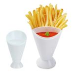 Casa si Gradina - Bucatarie si vesela - Vesela si tacamuri - Farfurii si boluri - Bol pentru servire 2 in 1, Con pentru servire gustari si suport pentru sosuri, Alb, 16.5 x 10 cm - Infinity.ro