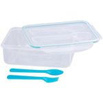 Casa si Gradina - Bucatarie si vesela - Organizare si depozitare bucatarie - Cutii alimentare - Cutie/caserola alimente, plastic, etansa, albastru, 1 compartiment, cu lingura si furculita, 1.5 L, 22x15.2x7.6 cm, MagicHome - Infinity.ro
