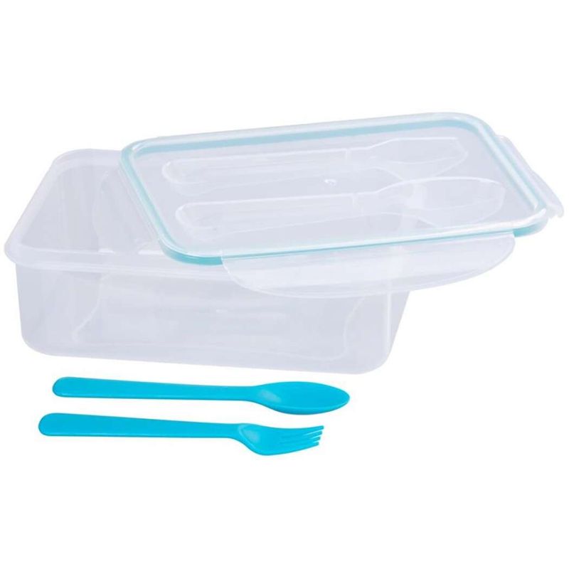Casa si Gradina - Bucatarie si vesela - Organizare si depozitare bucatarie - Cutii alimentare - Cutie/caserola alimente, plastic, etansa, albastru, 1 compartiment, cu lingura si furculita, 1.5 L, 22x15.2x7.6 cm, MagicHome - Infinity.ro