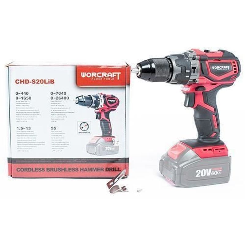 Casa si Gradina - Constructii - Scule electrice si accesorii - Masini de gaurit si insurubat - Masina de gaurit, insurubat (bormasina), cu percutie, 20 V Li-ion (acumulator neinclus), fara perii, mandrina 13 mm, Worcraft - Infinity.ro