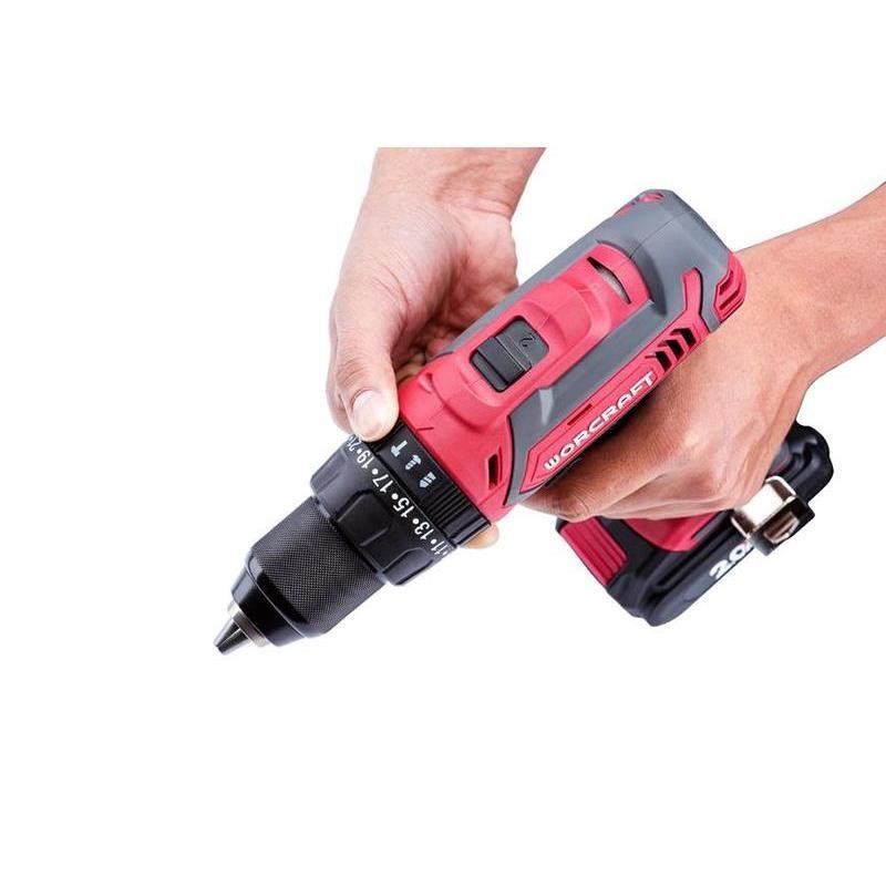 Casa si Gradina - Constructii - Scule electrice si accesorii - Masini de gaurit si insurubat - Masina de gaurit, insurubat (bormasina), cu percutie, cu acumulator 2 Ah, 20 V Li-ion, mandrina 0.8-13 mm, Worcraft - Infinity.ro