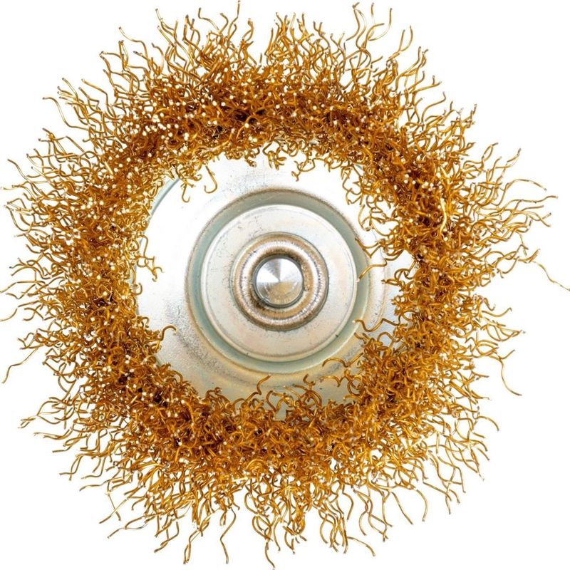 Casa si Gradina - Constructii - Scule electrice si accesorii - Seturi si accesorii pentru gaurit si insurubat - Perie sarma alama, tip cupa, cu tija, 63 mm, Richmann - Infinity.ro