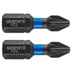 Casa si Gradina - Constructii - Scule electrice si accesorii - Seturi si accesorii pentru gaurit si insurubat - Varfuri, biti, de impact, PZ2, 1/4", set 2 buc, PZ2x25 mm, Graphite - Infinity.ro