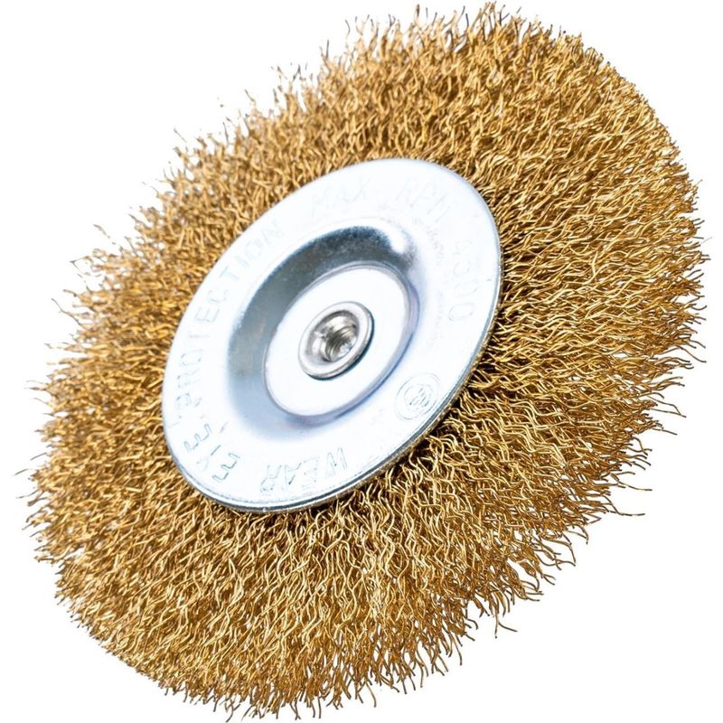 Casa si Gradina - Constructii - Scule electrice si accesorii - Seturi si accesorii pentru gaurit si insurubat - Perie sarma alama, circulara, cu tija, 100 mm, Richmann - Infinity.ro