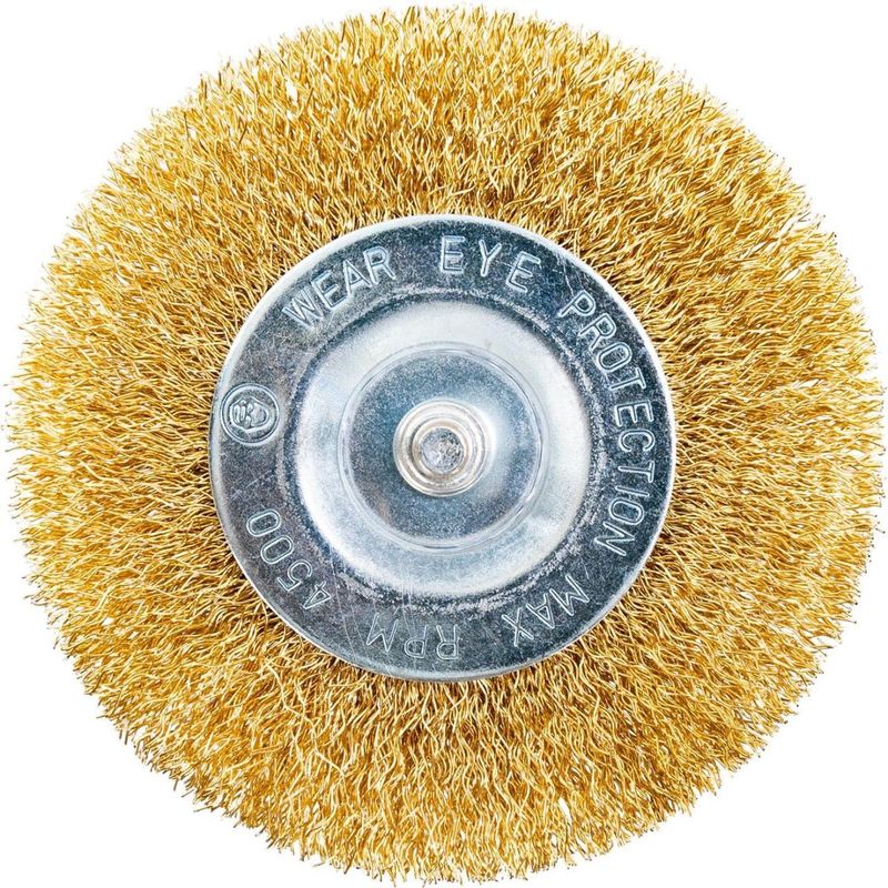 Casa si Gradina - Constructii - Scule electrice si accesorii - Seturi si accesorii pentru gaurit si insurubat - Perie sarma alama, circulara, cu tija, 100 mm, Richmann - Infinity.ro