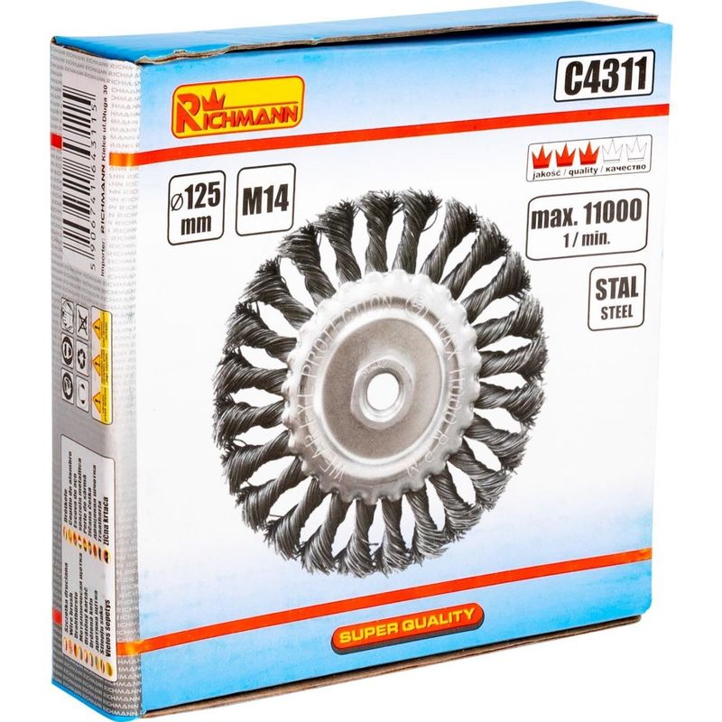 Casa si Gradina - Constructii - Scule electrice si accesorii - Accesorii polizare si slefuire - Perie sarma otel, circulara, cu toroane, M14, 125 mm, Richmann - Infinity.ro