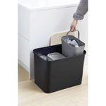 Casa si Gradina - Mobilier - Organizare si depozitare - Cosuri de gunoi - Cos de gunoi, Collect SmartStore, pentru colectare selectiva, 3 galeti interioare, capac lemn, Negru, 76L, 57x38x42 cm - Infinity.ro