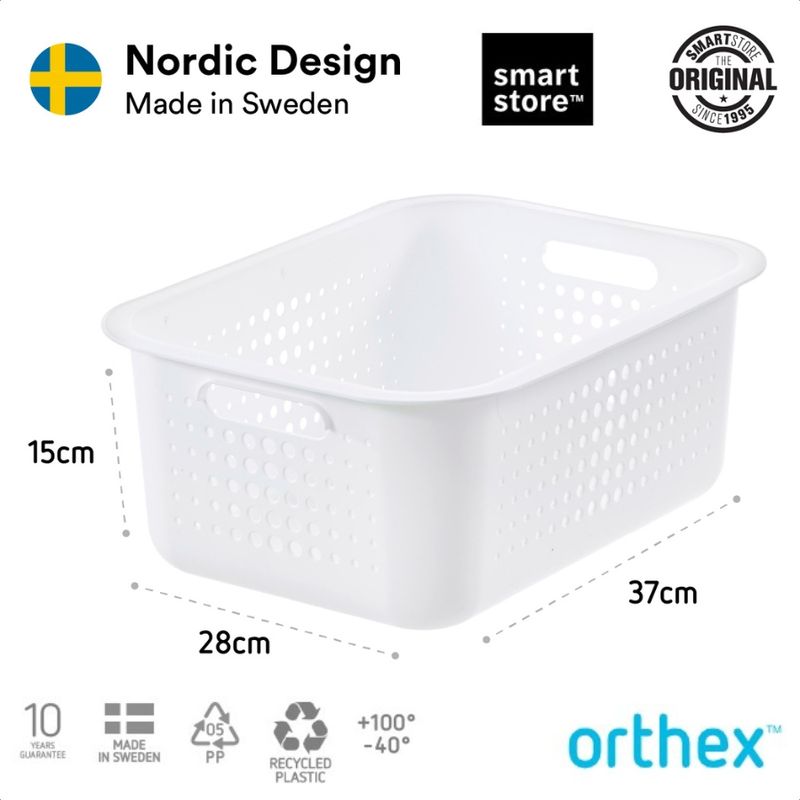 Casa si Gradina - Mobilier - Organizare si depozitare - Cutii depozitare - Cutie depozitare si organizare, SmartStore Recycled 15, din plastic reciclat, Alb, 10L, 37x28x15 cm - Infinity.ro
