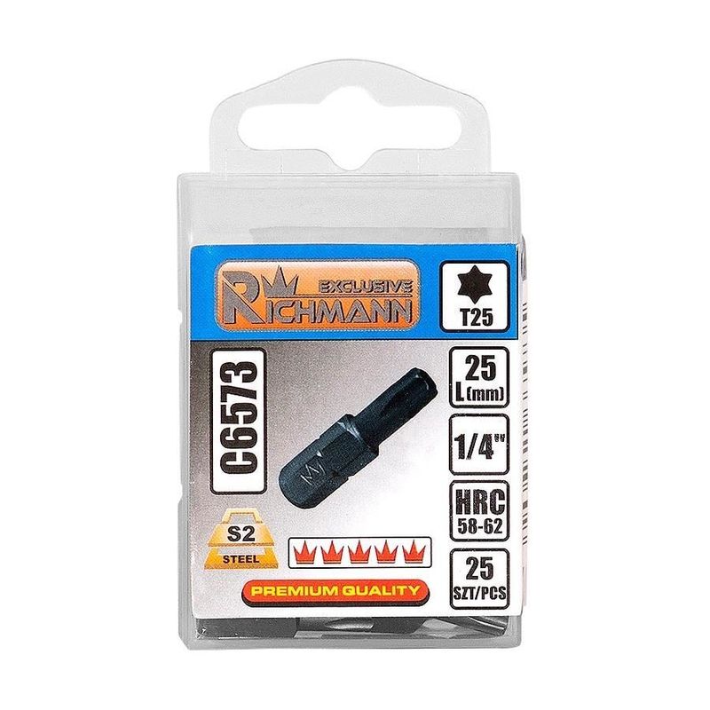Casa si Gradina - Constructii - Scule electrice si accesorii - Seturi si accesorii pentru gaurit si insurubat - Varfuri, biti, Torx, 1/4”, T10x25 mm, Richmann Exclusive - Infinity.ro