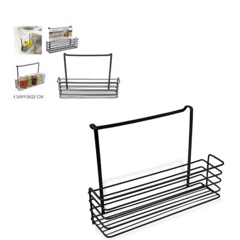 Casa si Gradina - Mobilier - Organizare si depozitare - Organizatoare pentru sertare si dulapuri - Cos metalic, depozitare si organizare pentru usi dulapuri bucatarie/baie, negru, 34x9,5x22cm - Infinity.ro