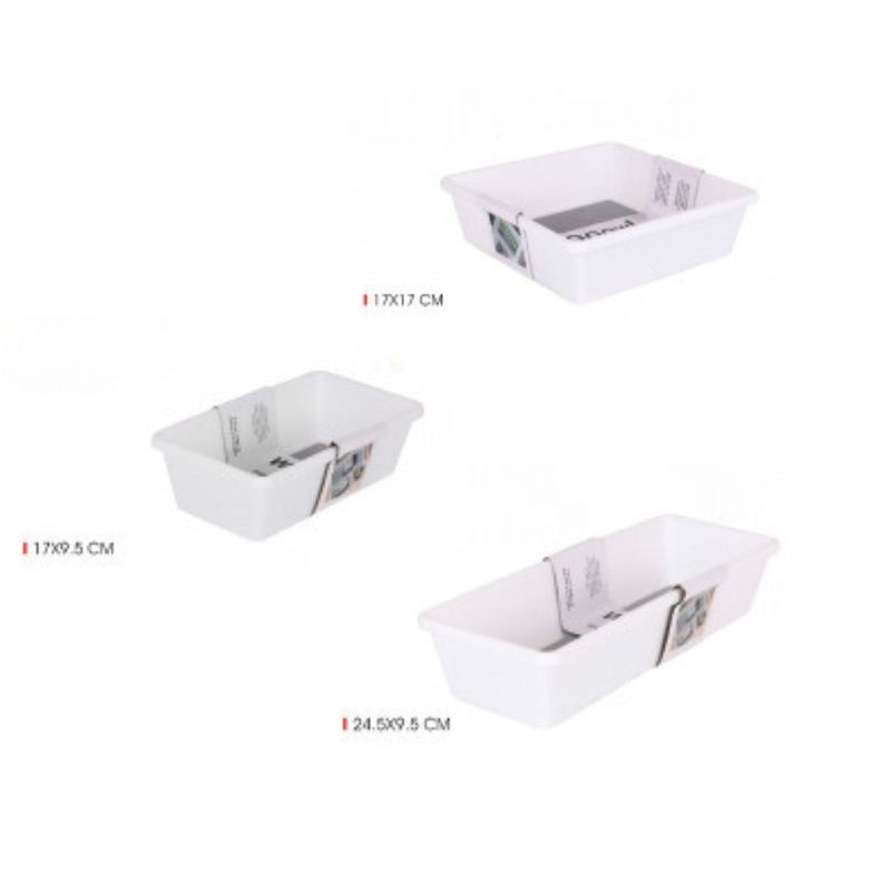 Casa si Gradina - Mobilier - Organizare si depozitare - Organizatoare pentru sertare si dulapuri - Organizator modular pentru sertar, cu 3 compartimente antiderapante, alb, dimensiuni diferite - Infinity.ro