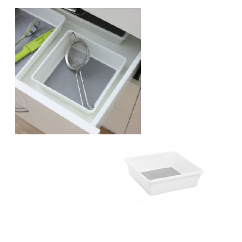 Casa si Gradina - Mobilier - Organizare si depozitare - Organizatoare pentru sertare si dulapuri - Organizator modular pentru sertar, cu 3 compartimente antiderapante, alb, dimensiuni diferite - Infinity.ro