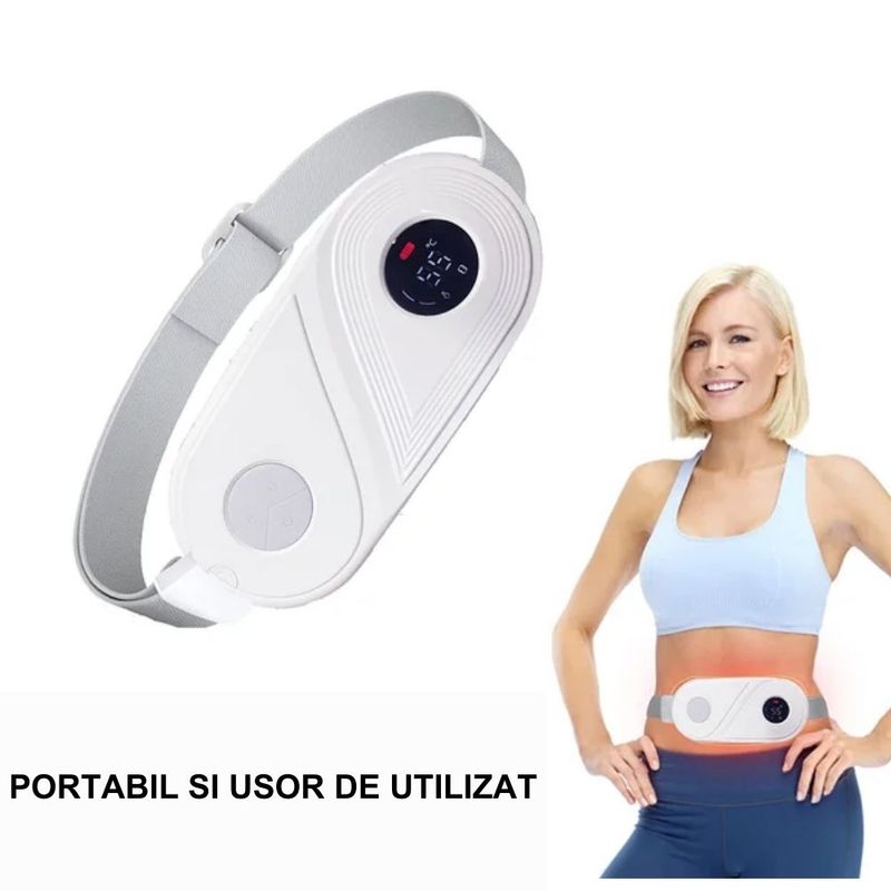 Ingrijire personala si Cosmetice - Sanatate si wellness - Articole wellness - Aparate si dispozitive de masaj - Centura abdominala cu incalzire si masaj, CRISTALIS SALE™, anti dureri menstruale si lombare, reincarcabila, alb - Infinity.ro