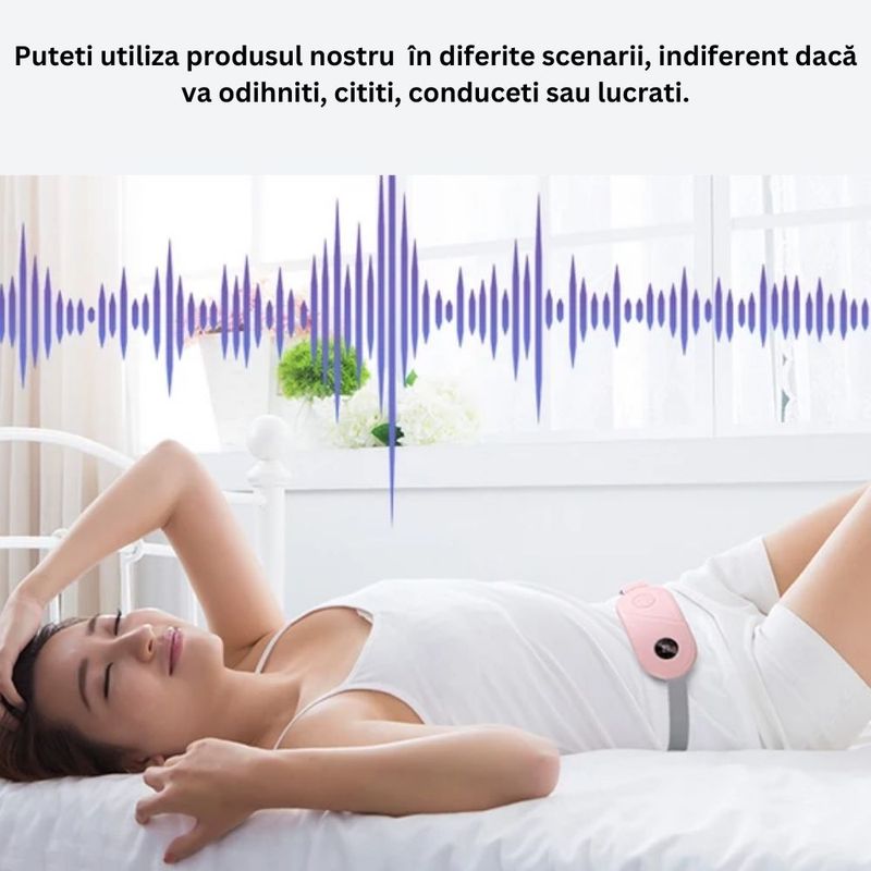 Ingrijire personala si Cosmetice - Sanatate si wellness - Articole wellness - Aparate si dispozitive de masaj - Centura abdominala cu incalzire si masaj, CRISTALIS SALE™, anti dureri menstruale si lombare, reincarcabila, alb - Infinity.ro