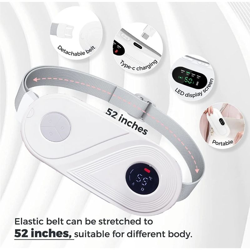 Ingrijire personala si Cosmetice - Sanatate si wellness - Articole wellness - Aparate si dispozitive de masaj - Centura abdominala cu incalzire si masaj, CRISTALIS SALE™, anti dureri menstruale si lombare, reincarcabila, alb - Infinity.ro