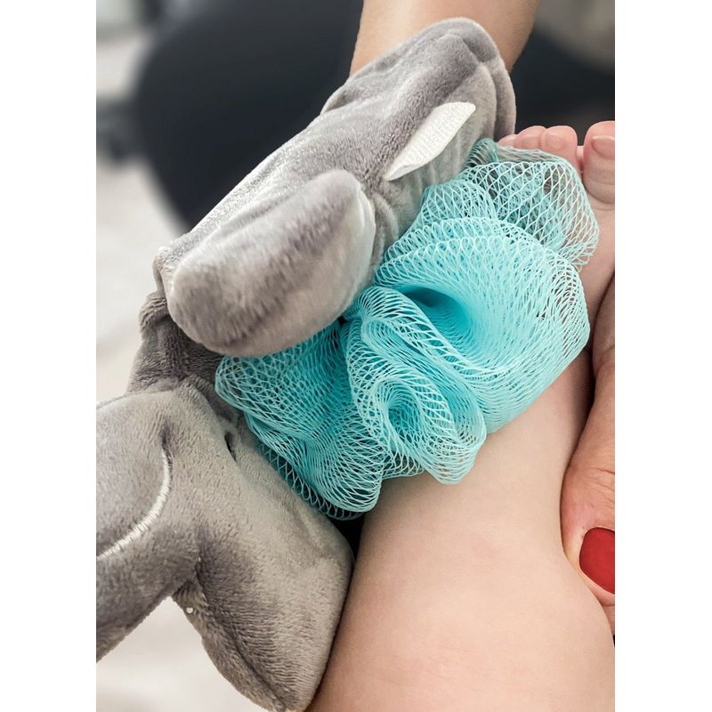 Jucarii, Copii si Bebe - Igiena si ingrijire - Baia bebelusului - Cadite bebe si accesorii baie - Buretel de baie tip manusa Elefantel, BabyJem, 9x11 cm (Culoare: Gri) - Infinity.ro