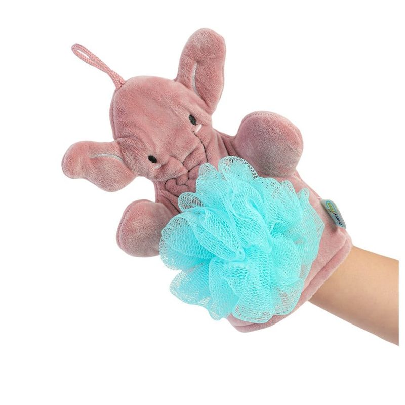 Jucarii, Copii si Bebe - Igiena si ingrijire - Baia bebelusului - Cadite bebe si accesorii baie - Buretel de baie tip manusa Elefantel, BabyJem, 9x11 cm (Culoare: Gri) - Infinity.ro