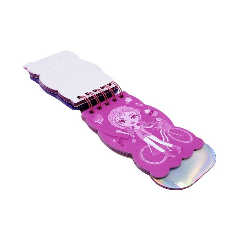 Carti si Birotica/Papetarie/Agende si calendare/Agende si carnete - Carnetel mov, 3D, Fetita cu pisicuta, 120 pagini - Infinity.ro