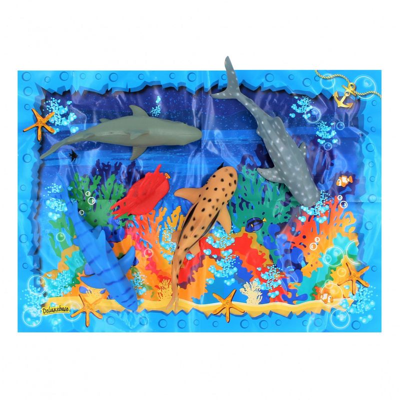 Jucarii, Copii si Bebe - Jucarii si jocuri - Figurine - Set de figurine Deluxebase, jumbo, Sharks, 5 piese - Infinity.ro